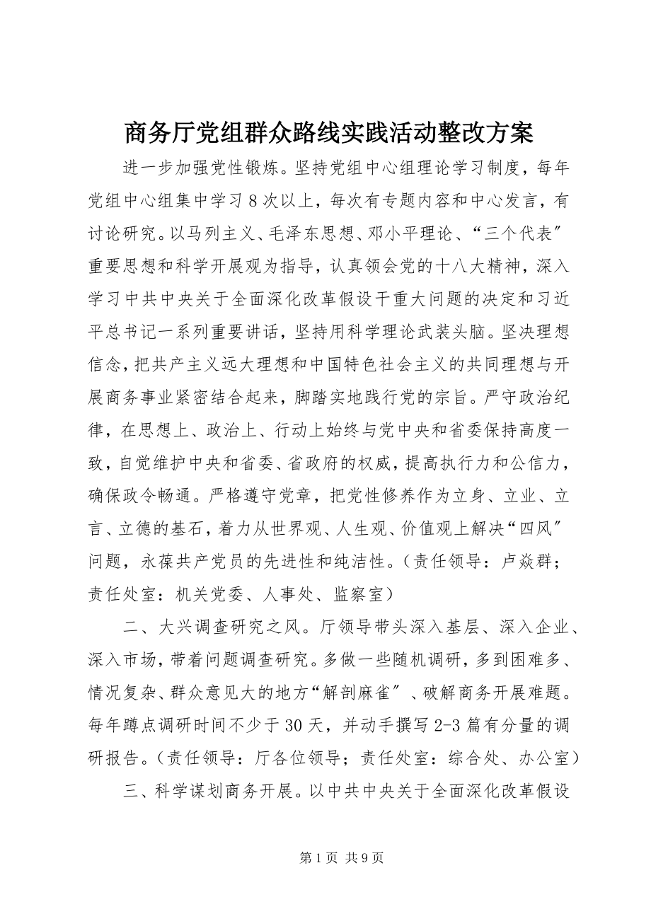 2023年商务厅党组群众路线实践活动整改方案.docx_第1页