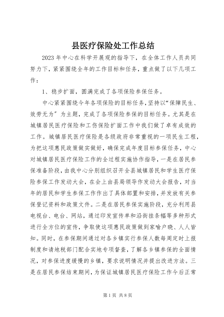 2023年县医疗保险处工作总结.docx_第1页