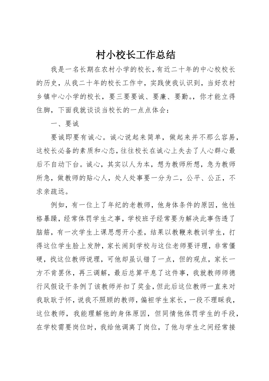 2023年村小校长工作总结新编.docx_第1页