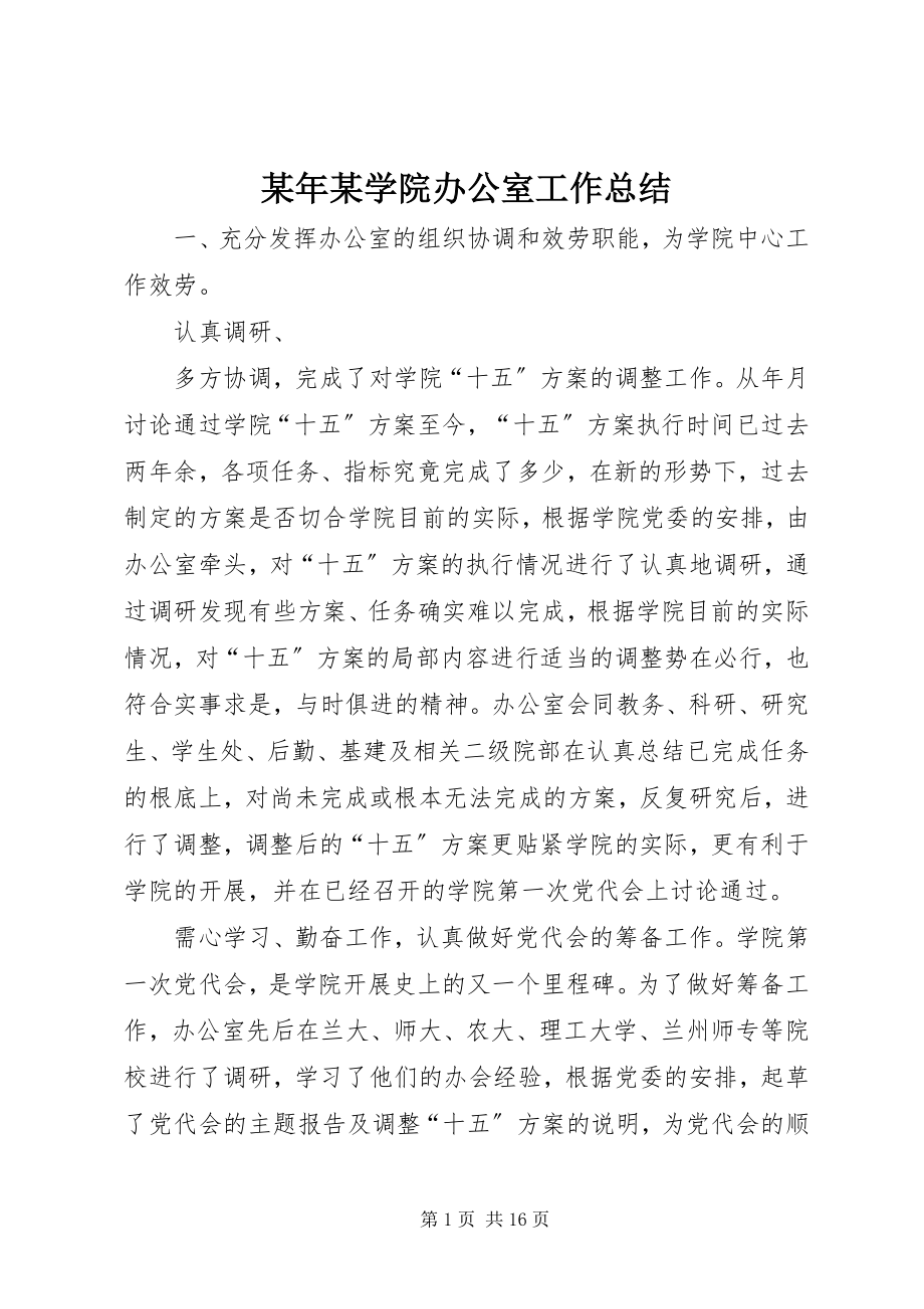 2023年某学院办公室工作总结.docx_第1页