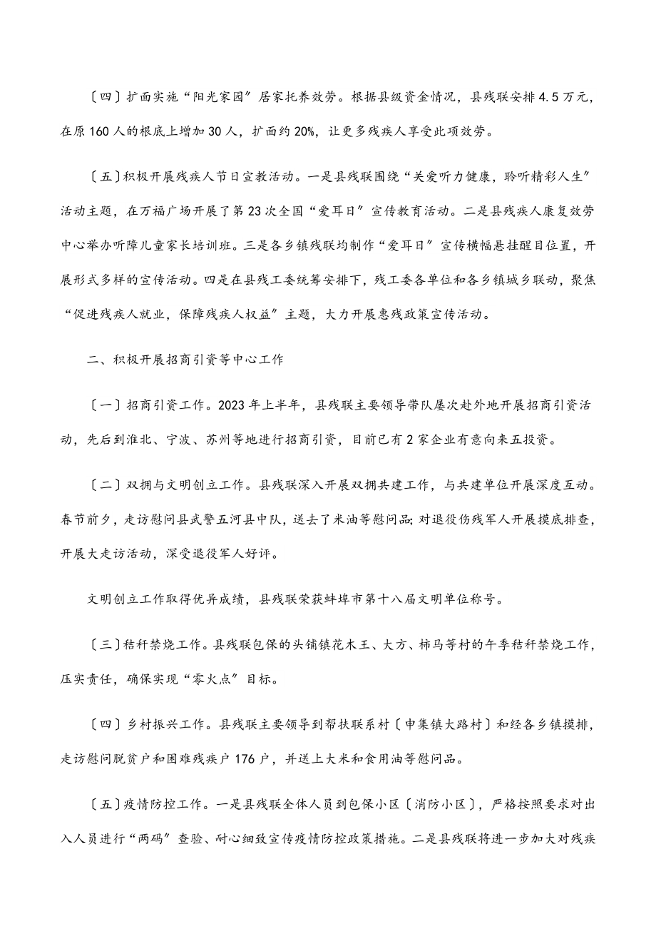 县残联上半年工作总结和下半年工作计划范文.docx_第2页