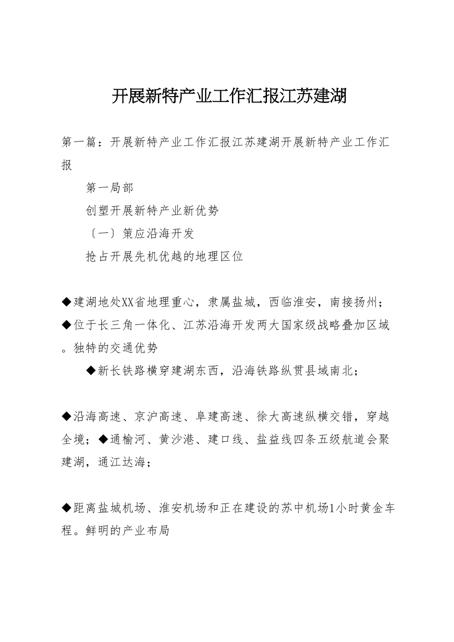 2023年发展新特产业工作汇报江苏建湖.doc_第1页