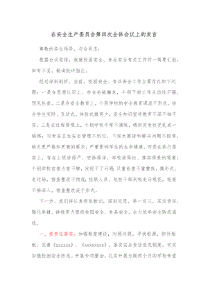 在安全生产委员会第四次全体会议上的发言.docx