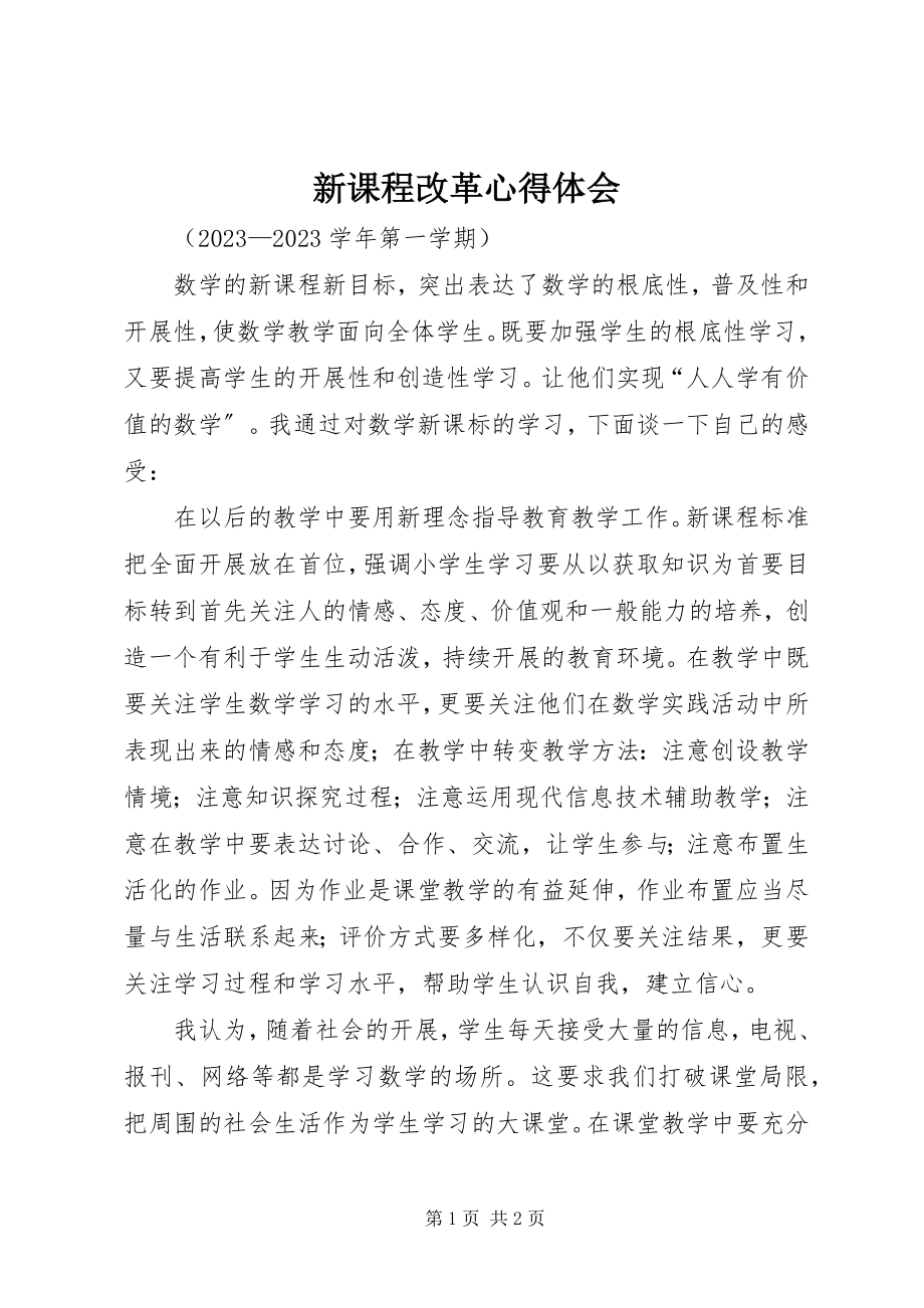 2023年新课程改革心得体会.docx_第1页