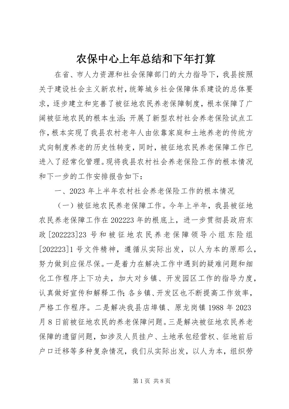 2023年农保中心上年总结和下年打算.docx_第1页