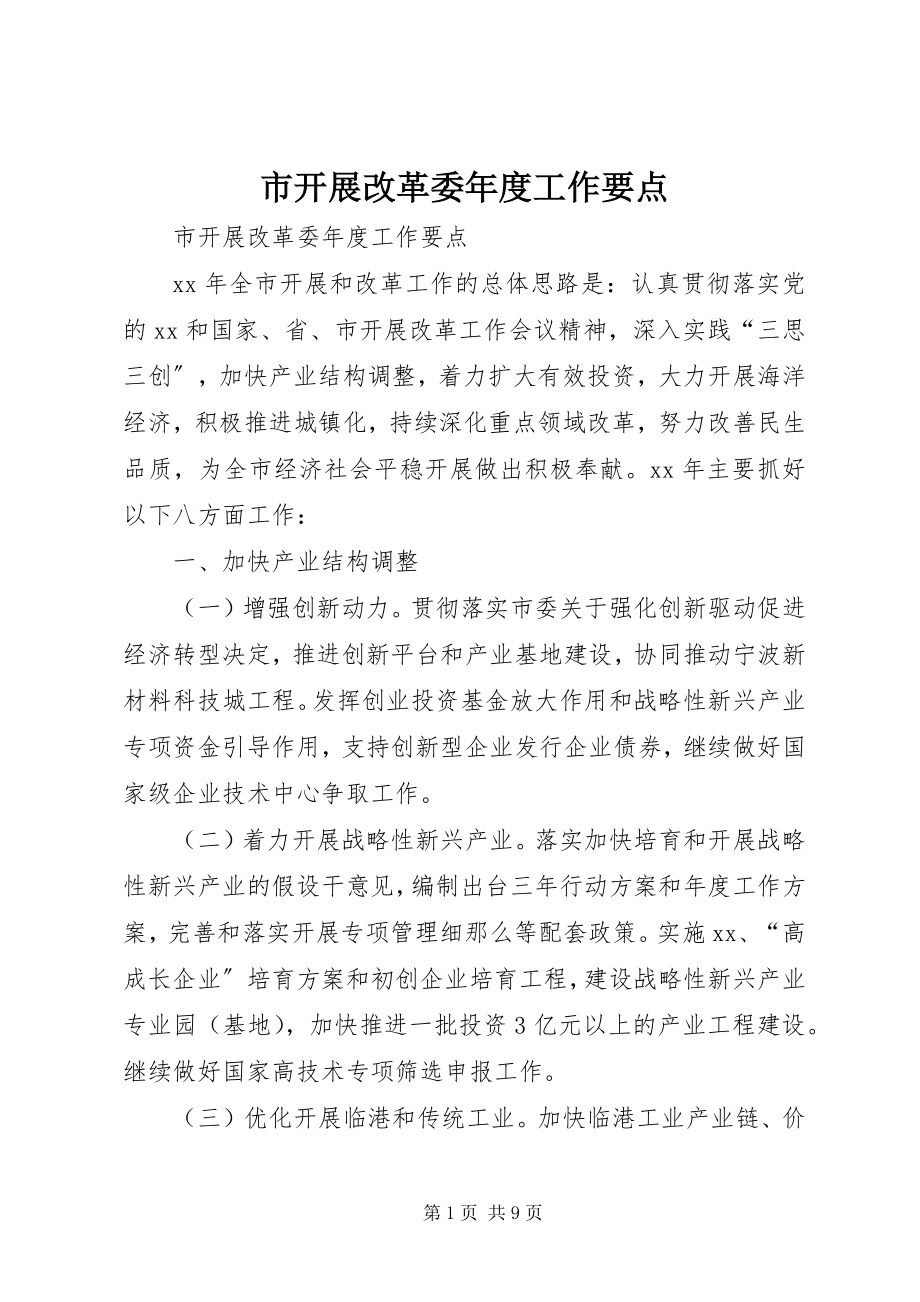 2023年市发展改革委年度工作要点.docx_第1页