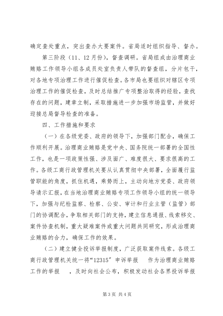 2023年XX省工商行政管理机关治理商业贿赂专项工作实施方案.docx_第3页