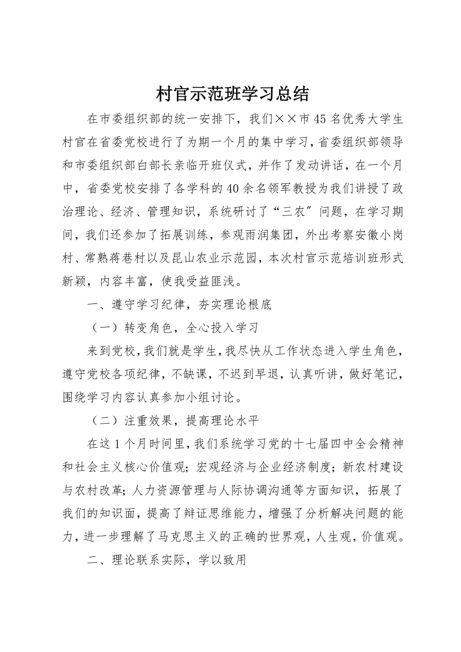 2023年村官示范班学习总结新编.docx_第1页