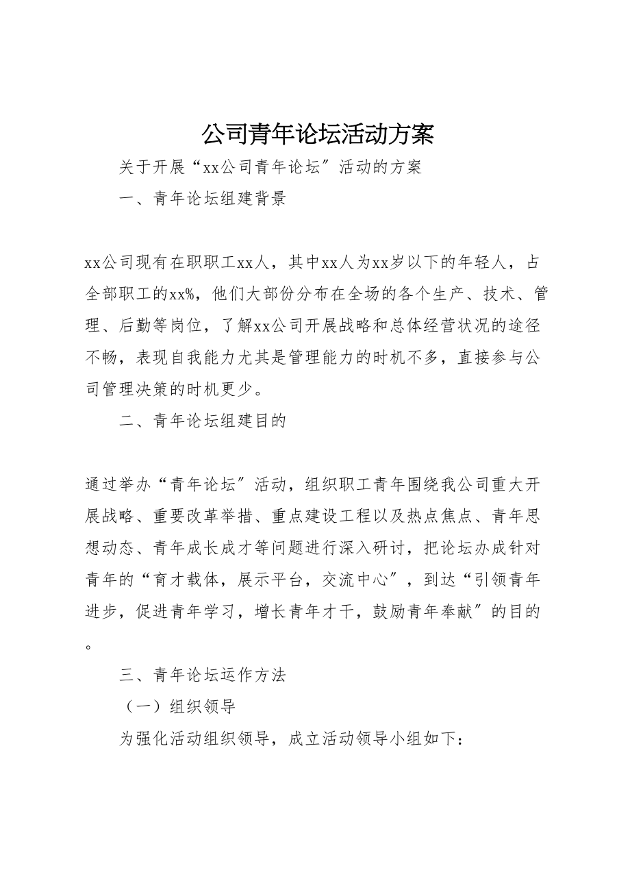 2023年公司青年论坛活动方案.doc_第1页