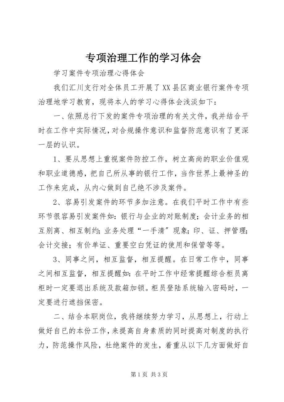 2023年专项治理工作的学习体会.docx_第1页