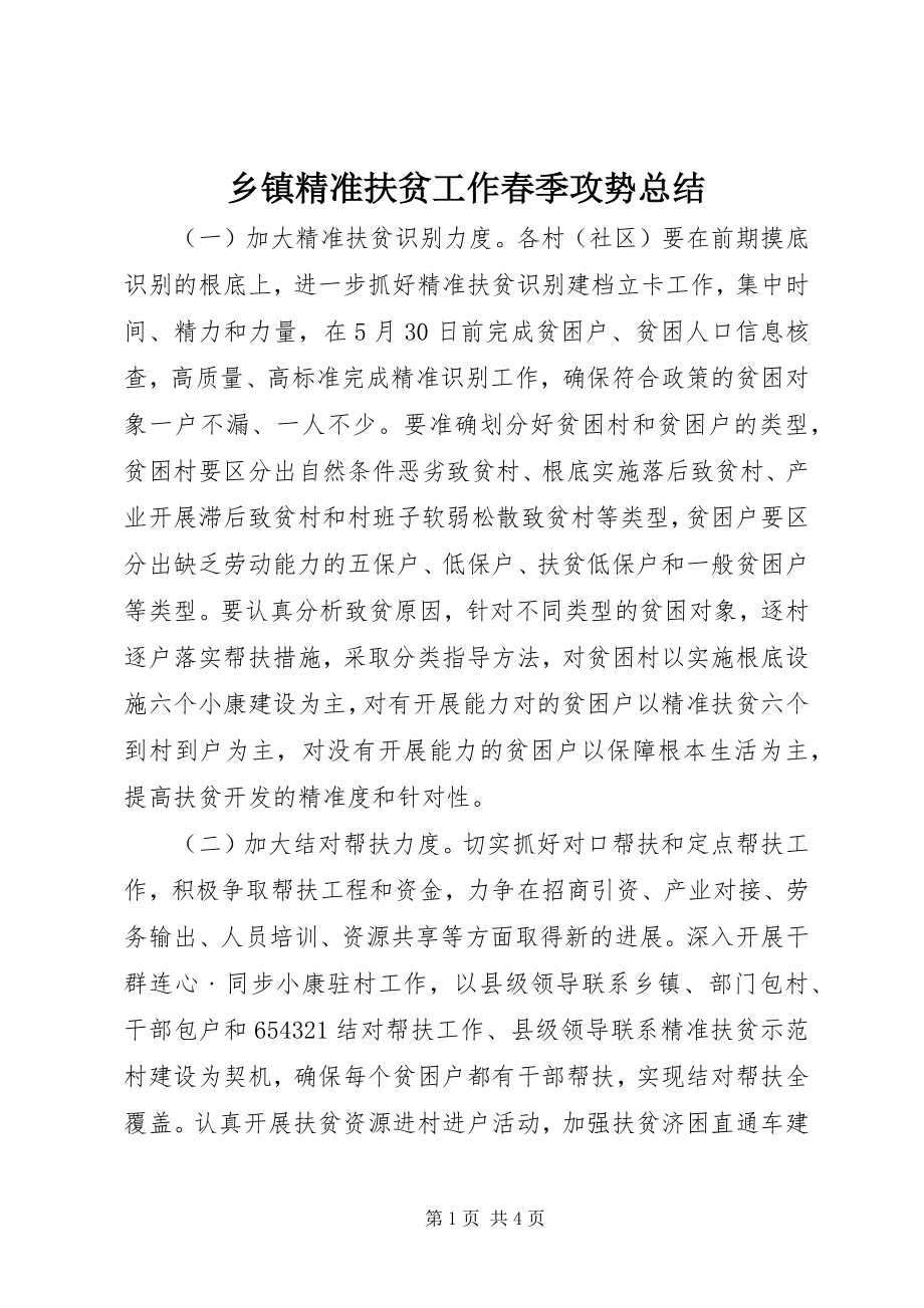 2023年乡镇精准扶贫工作春季攻势总结.docx_第1页