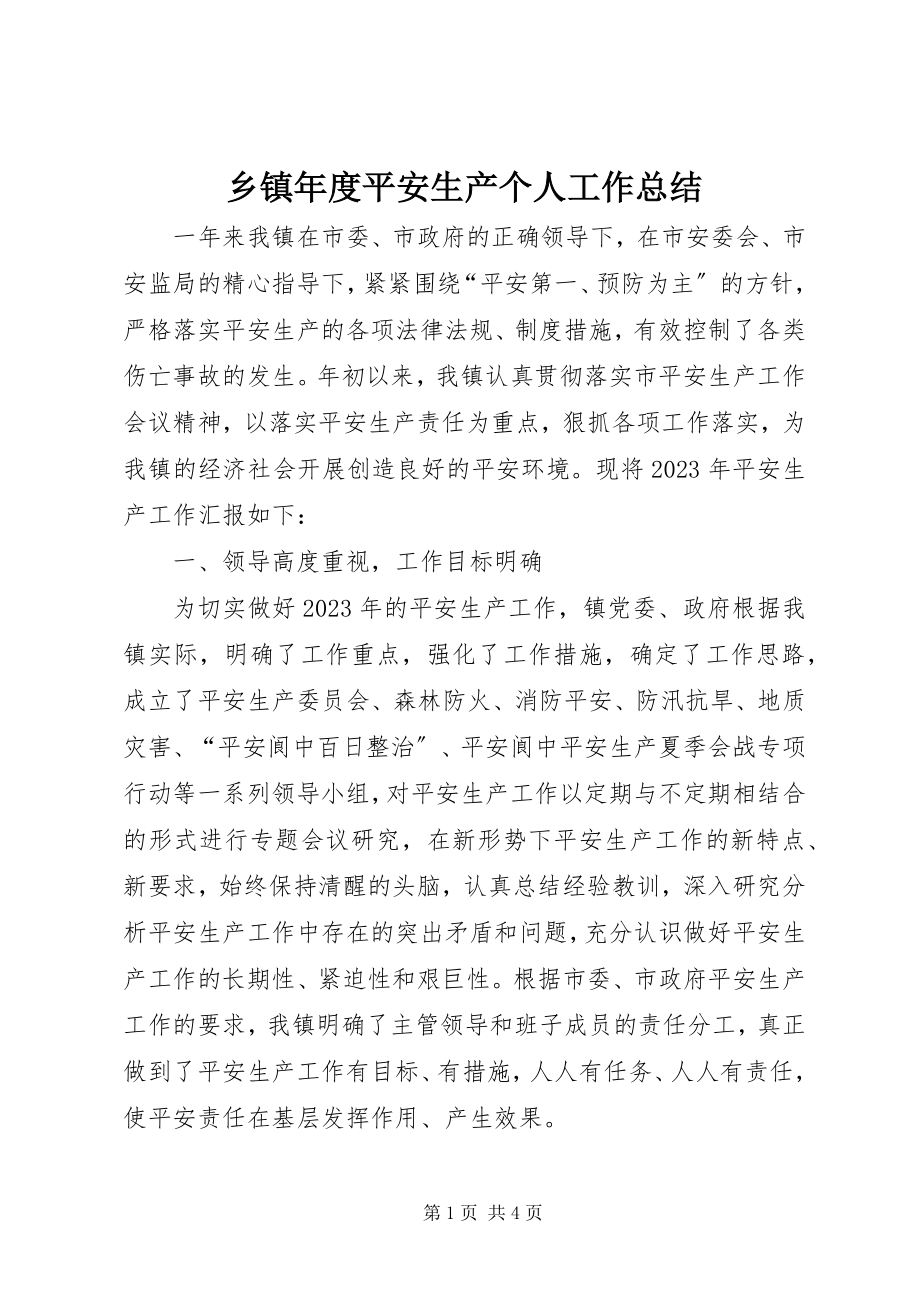 2023年乡镇年度安全生产个人工作总结.docx_第1页