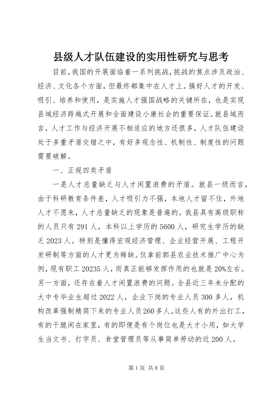 2023年县级人才队伍建设的实用性研究与思考.docx_第1页