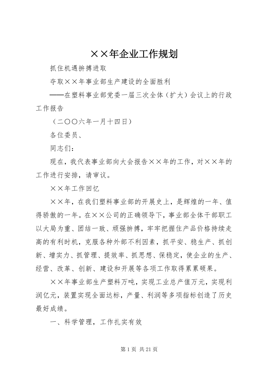 2023年企业工作规划新编.docx_第1页