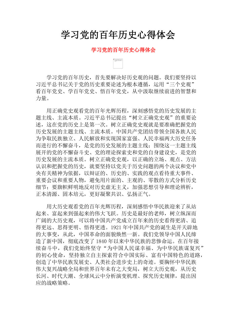 2023年学习党的百年历史心得体会.doc_第1页