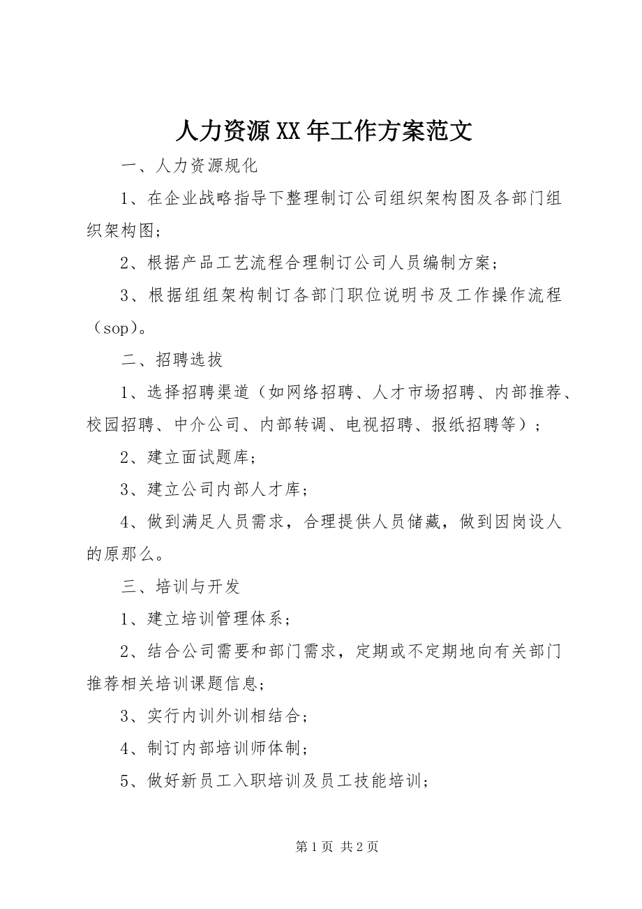 2023年人力资源工作计划4.docx_第1页