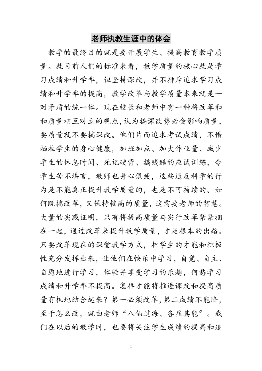 2023年老师执教生涯中的体会范文.doc_第1页