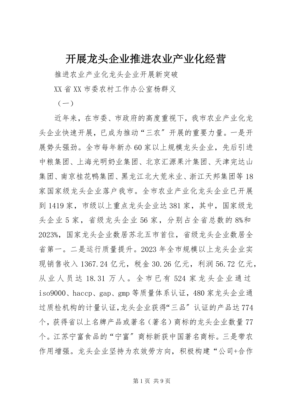 2023年发展龙头企业推进农业产业化经营.docx_第1页