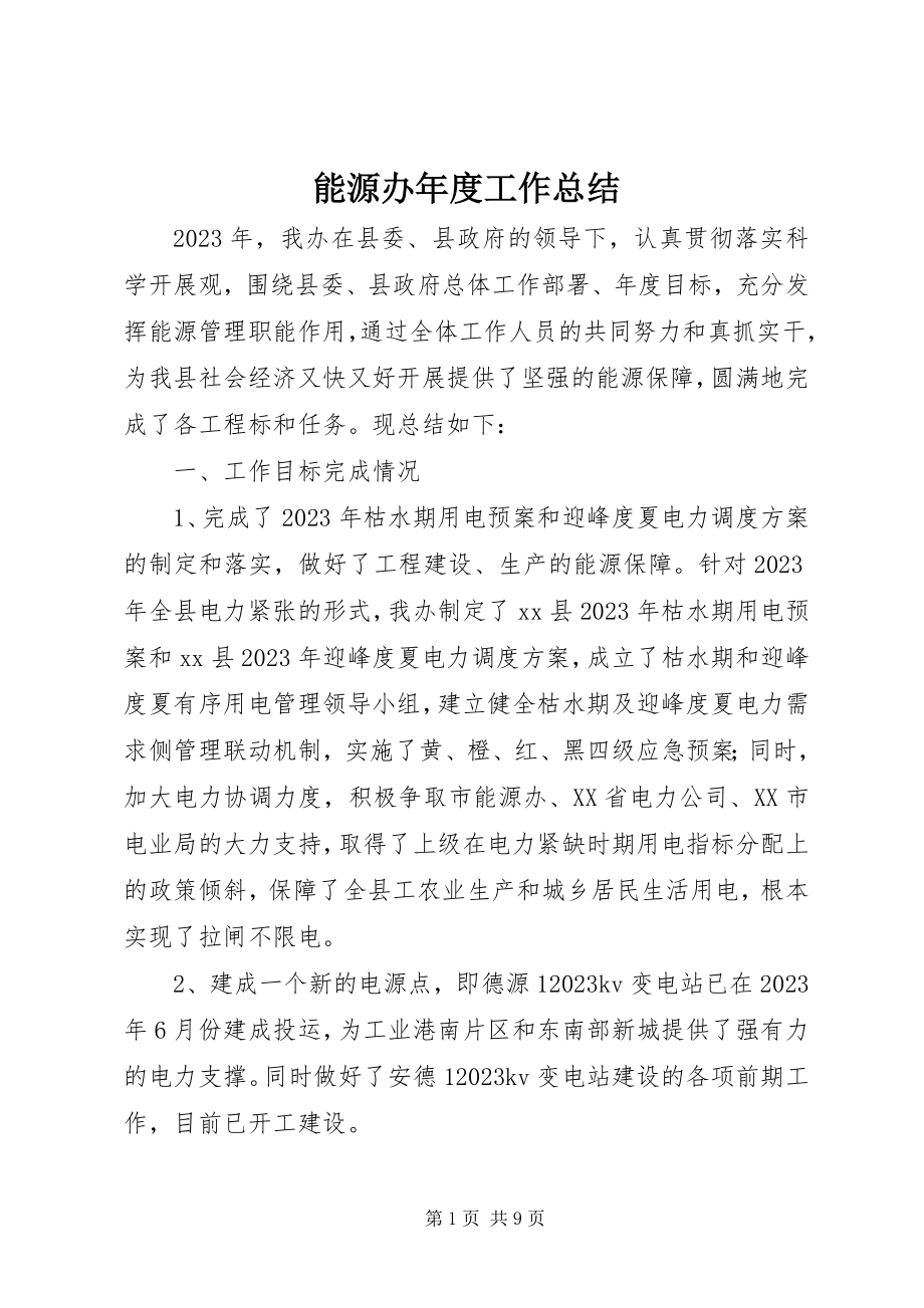 2023年能源办年度工作总结.docx_第1页