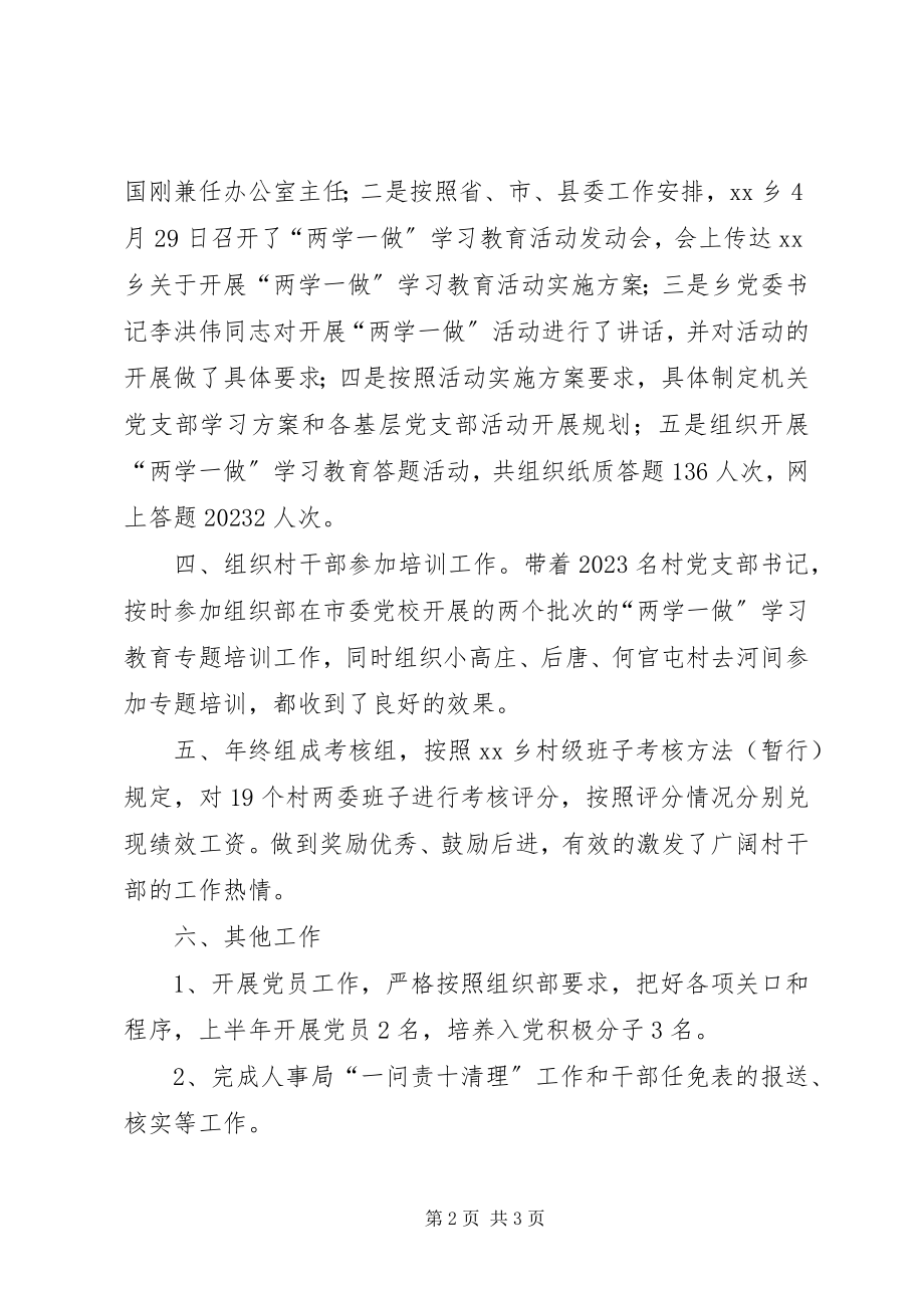 2023年乡组织办上半年工作总结及下半年工作计划.docx_第2页