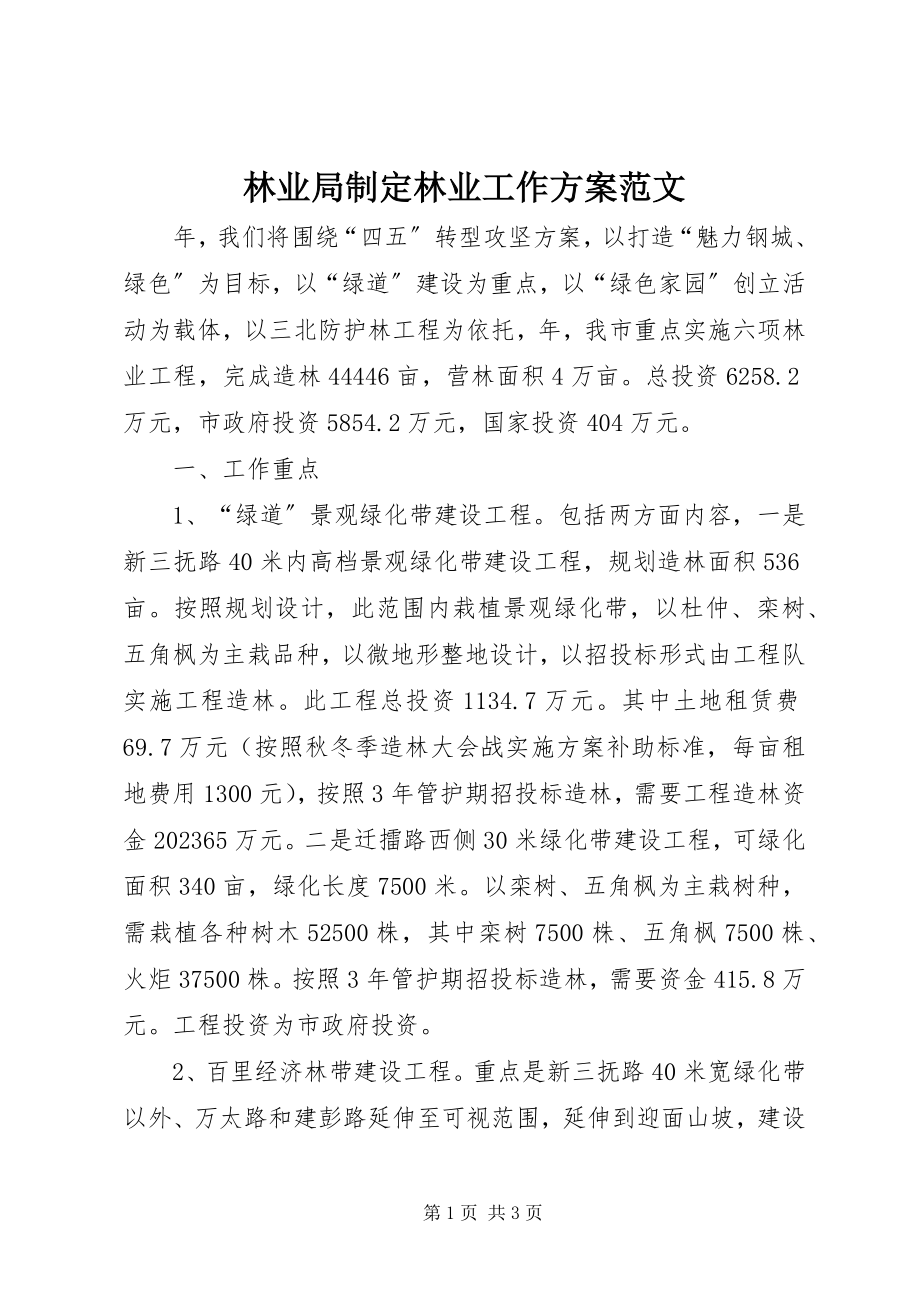 2023年林业局制定林业工作计划.docx_第1页