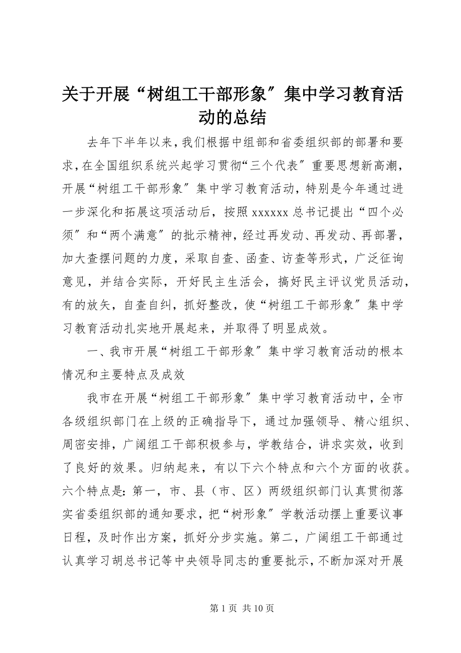 2023年开展“树组工干部形象”集中学习教育活动的总结.docx_第1页