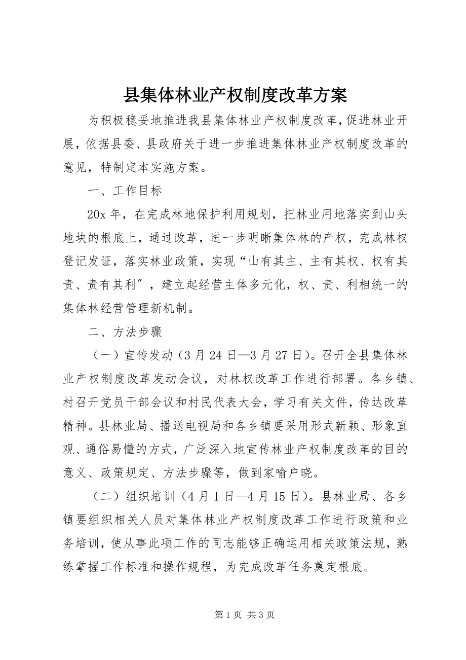 2023年县集体林业产权制度改革方案.docx_第1页