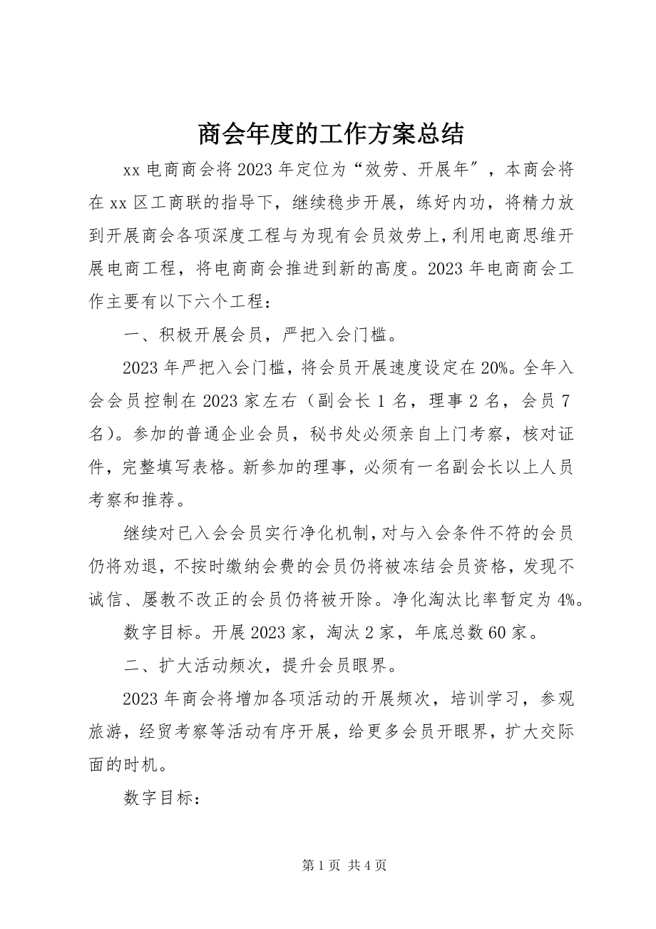 2023年商会年度的工作计划总结.docx_第1页