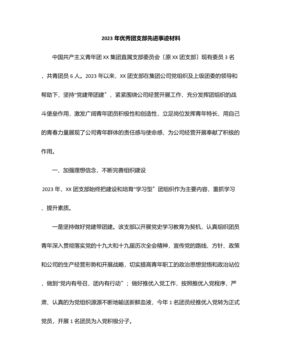 优秀团支部先进事迹材料范文.docx_第1页