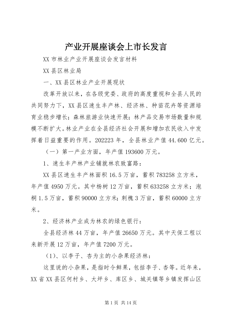 2023年产业发展座谈会上市长讲话新编.docx_第1页