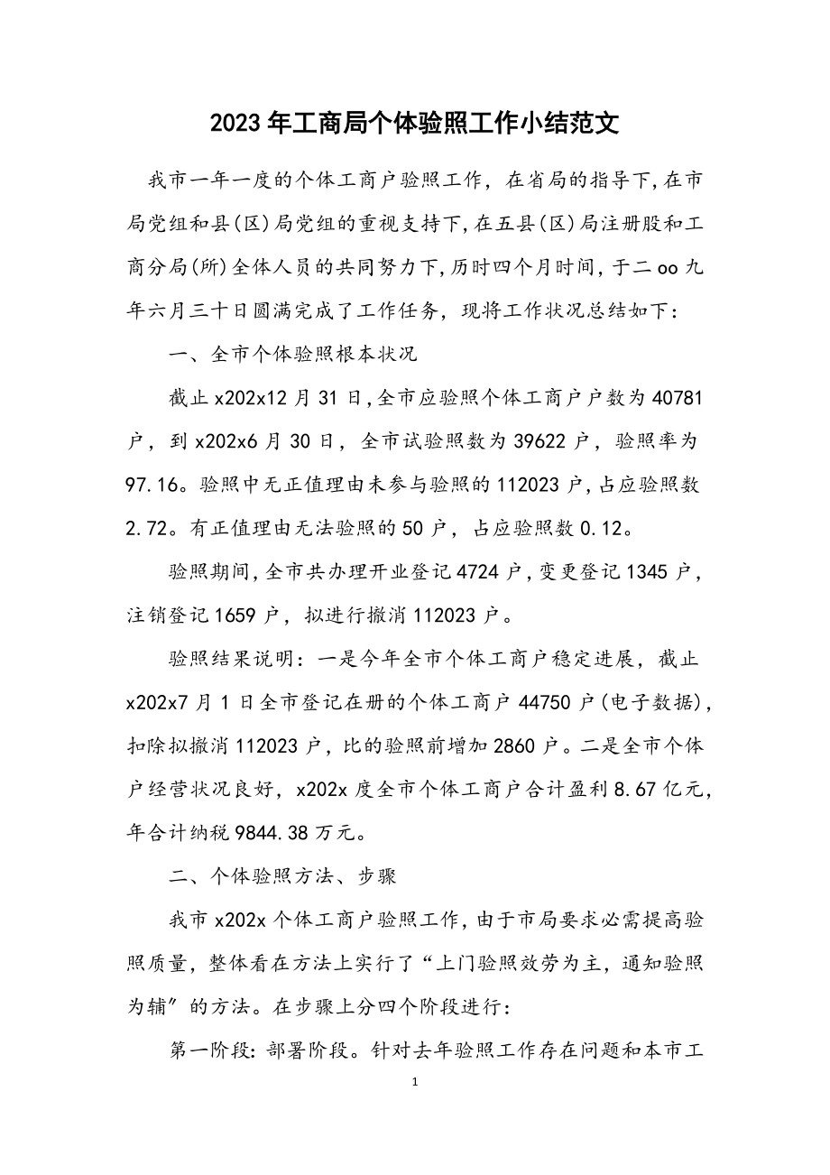 2023年工商局个体验照工作小结.docx_第1页