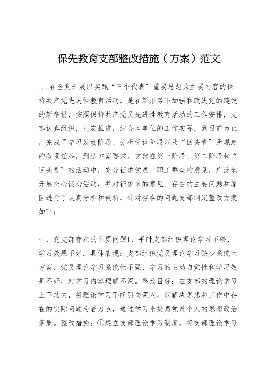 2023年保先教育支部整改措施范文 3.doc_第1页