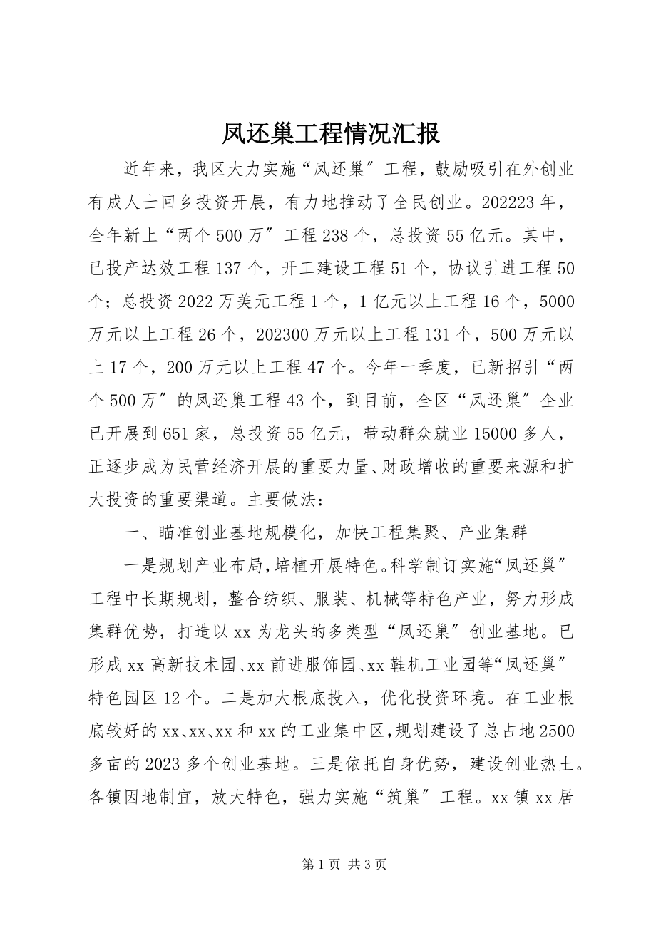 2023年凤还巢工程情况汇报.docx_第1页