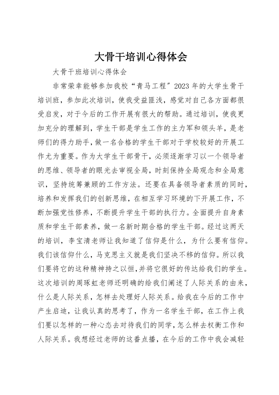 2023年大骨干培训心得体会新编.docx_第1页