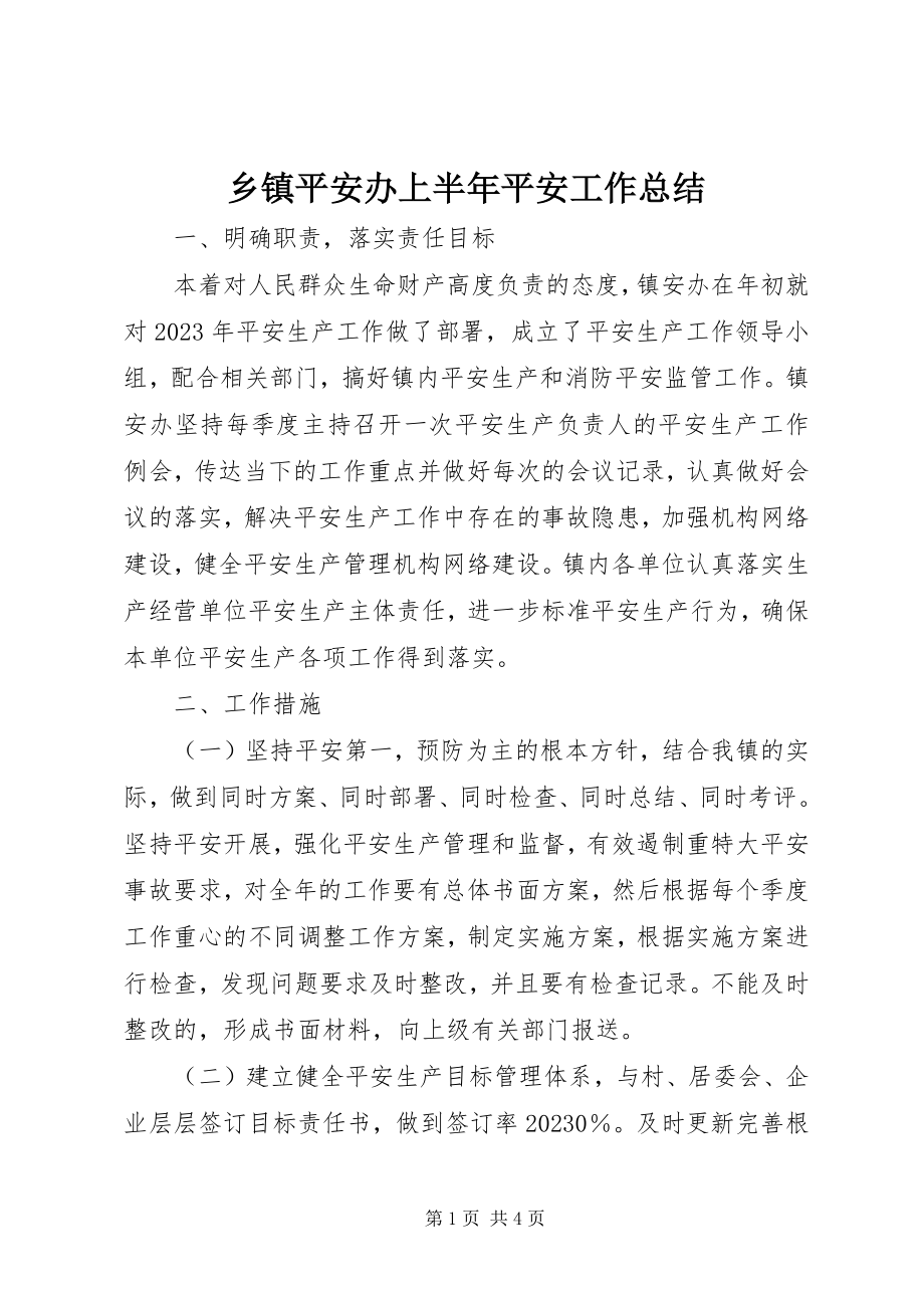 2023年乡镇安全办上半年安全工作总结.docx_第1页