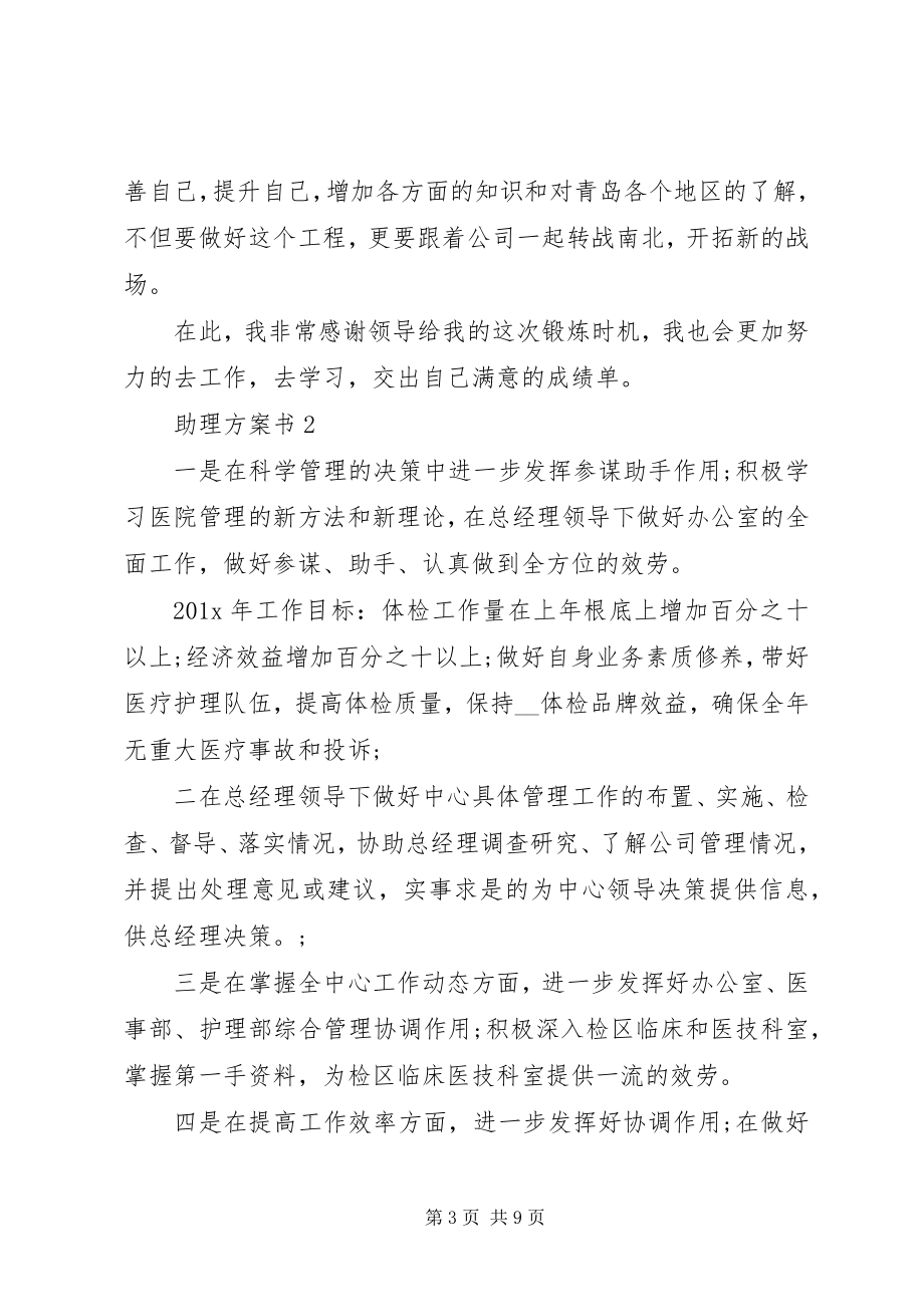 2023年助理计划书多篇总结多篇.docx_第3页