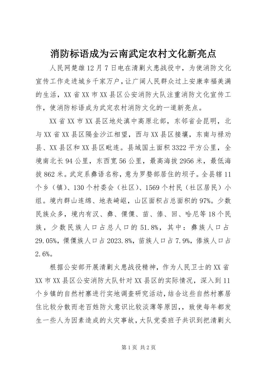 2023年消防标语成为云南武定农村文化新亮点.docx_第1页