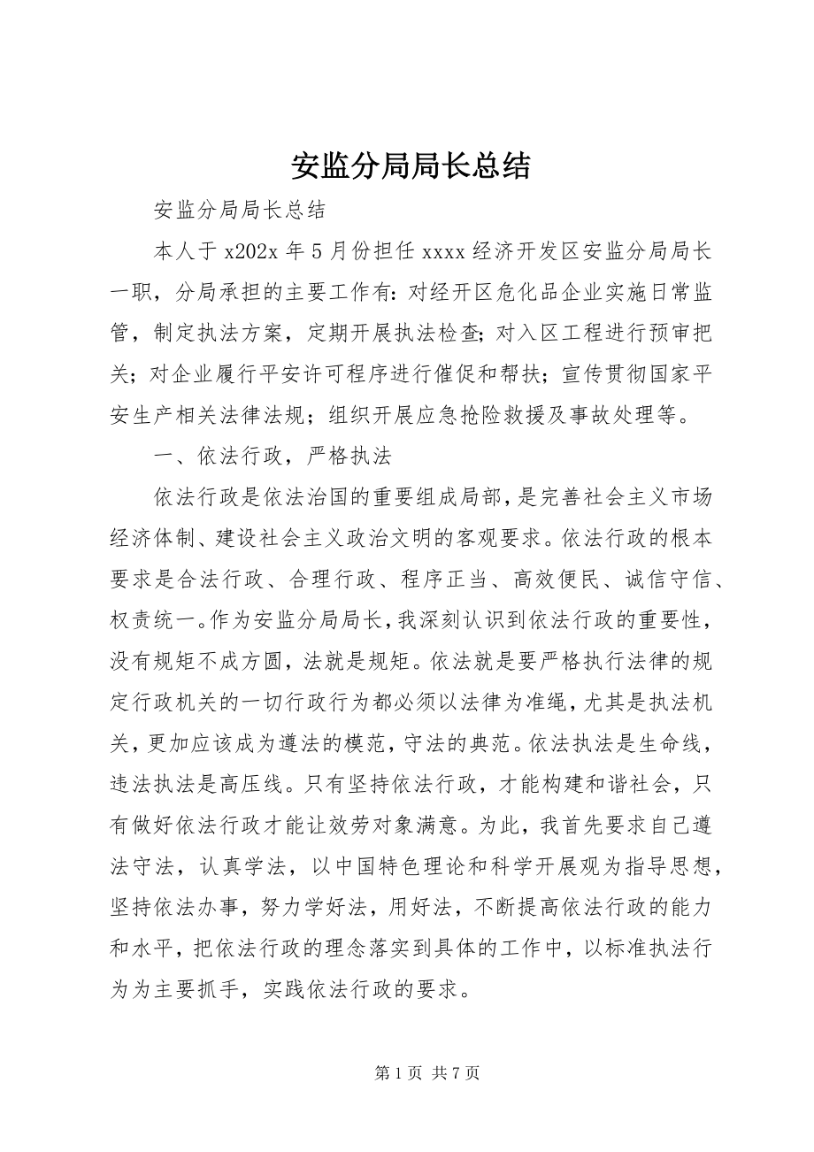 2023年安监分局局长总结新编.docx_第1页