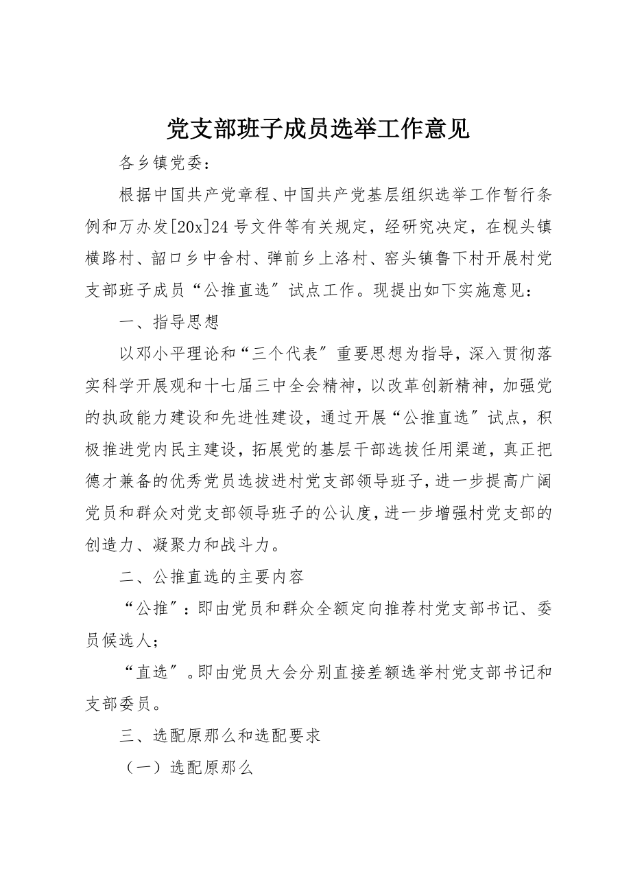 2023年党支部班子成员选举工作意见.docx_第1页