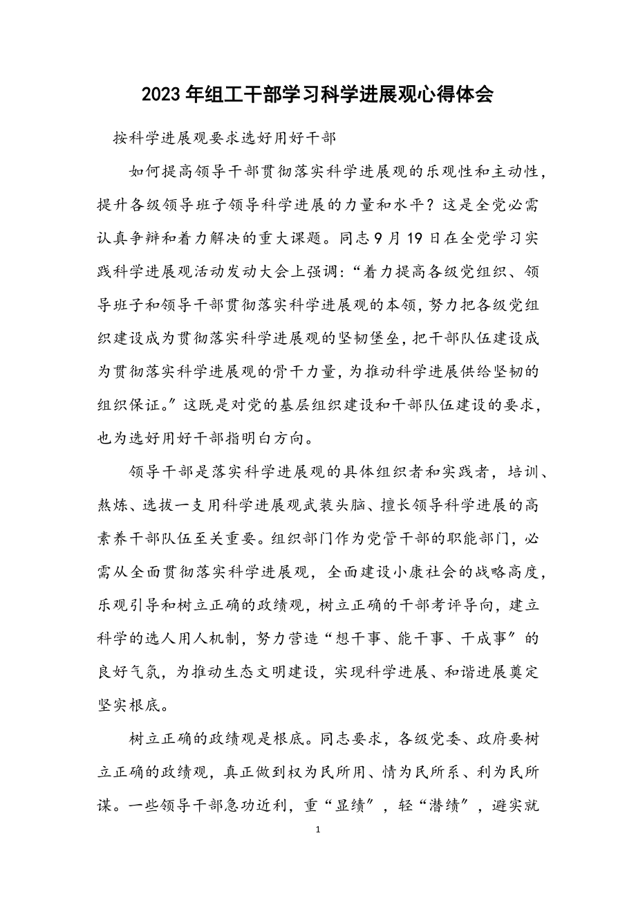 2023年组工干部学习科学发展观心得体会.docx_第1页