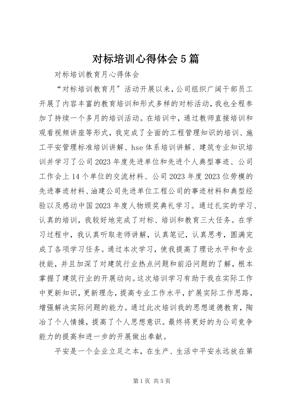 2023年对标培训心得体会5篇.docx_第1页