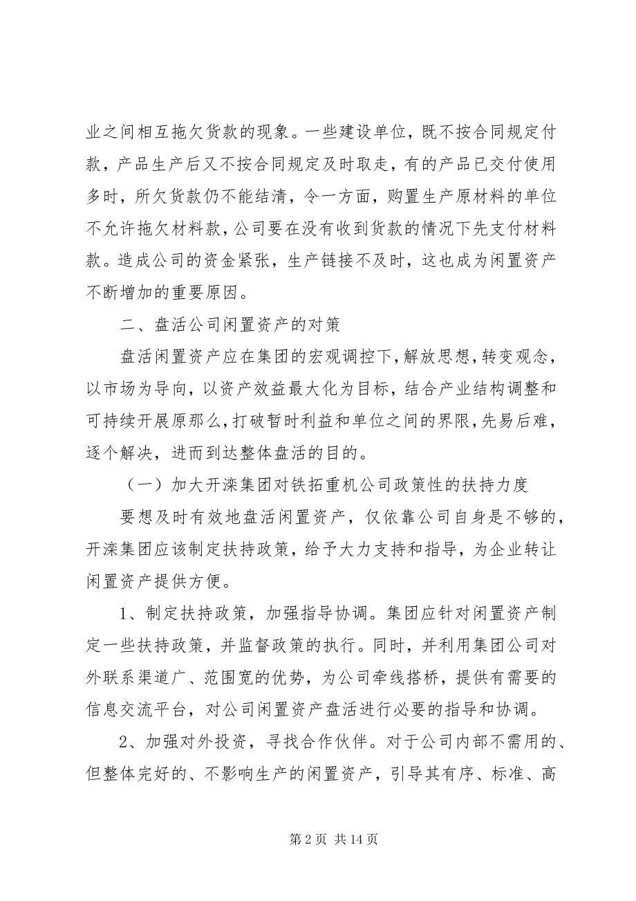 2023年浅谈公司闲置资产产生的原因及其对策2.docx_第2页