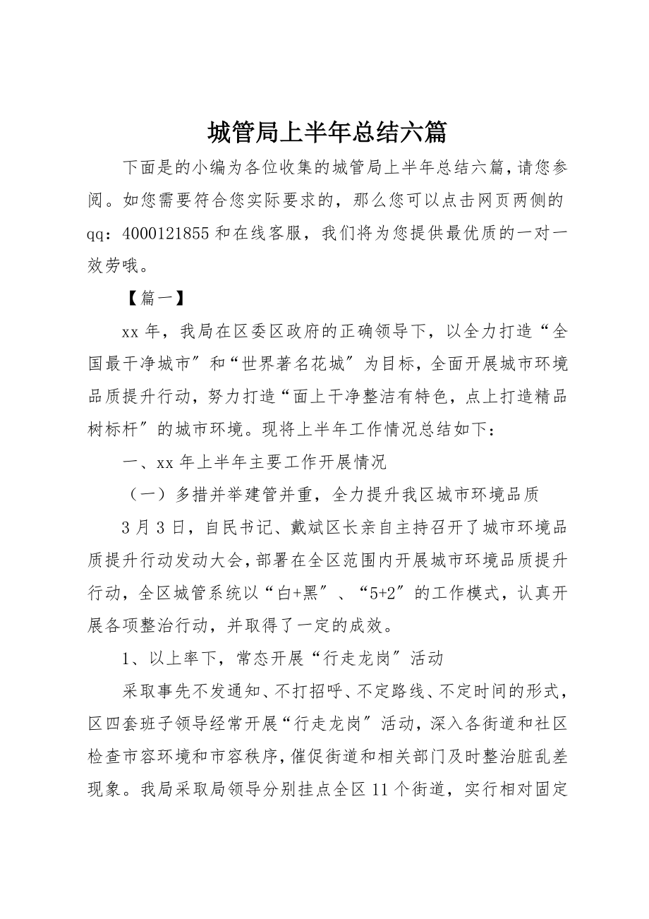 2023年城管局上半年总结六篇.docx_第1页