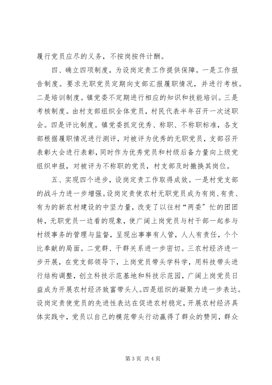 2023年乡镇农村无职党员设岗定责活动汇报材料.docx_第3页