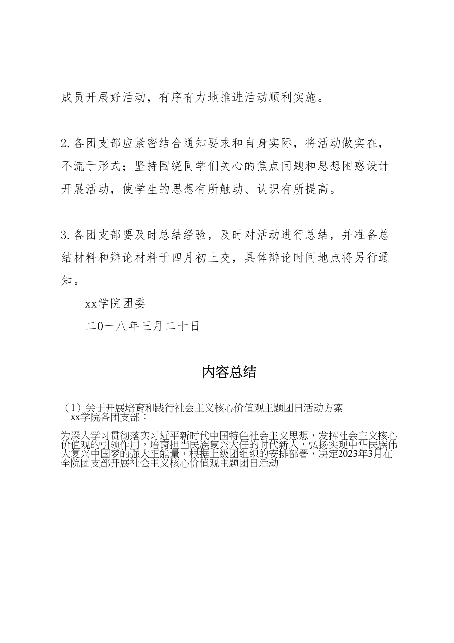 2023年关于开展培育和践行社会主义核心价值观主题团日活动方案.doc_第3页