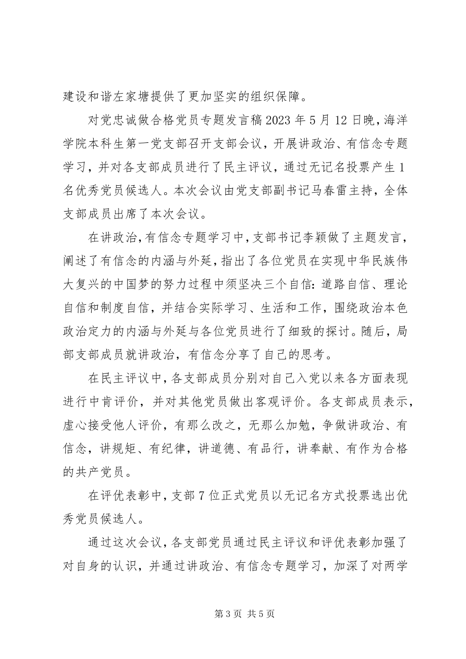 2023年对党忠诚做合格党员专题讲话稿做品德合格党员讲话稿.docx_第3页