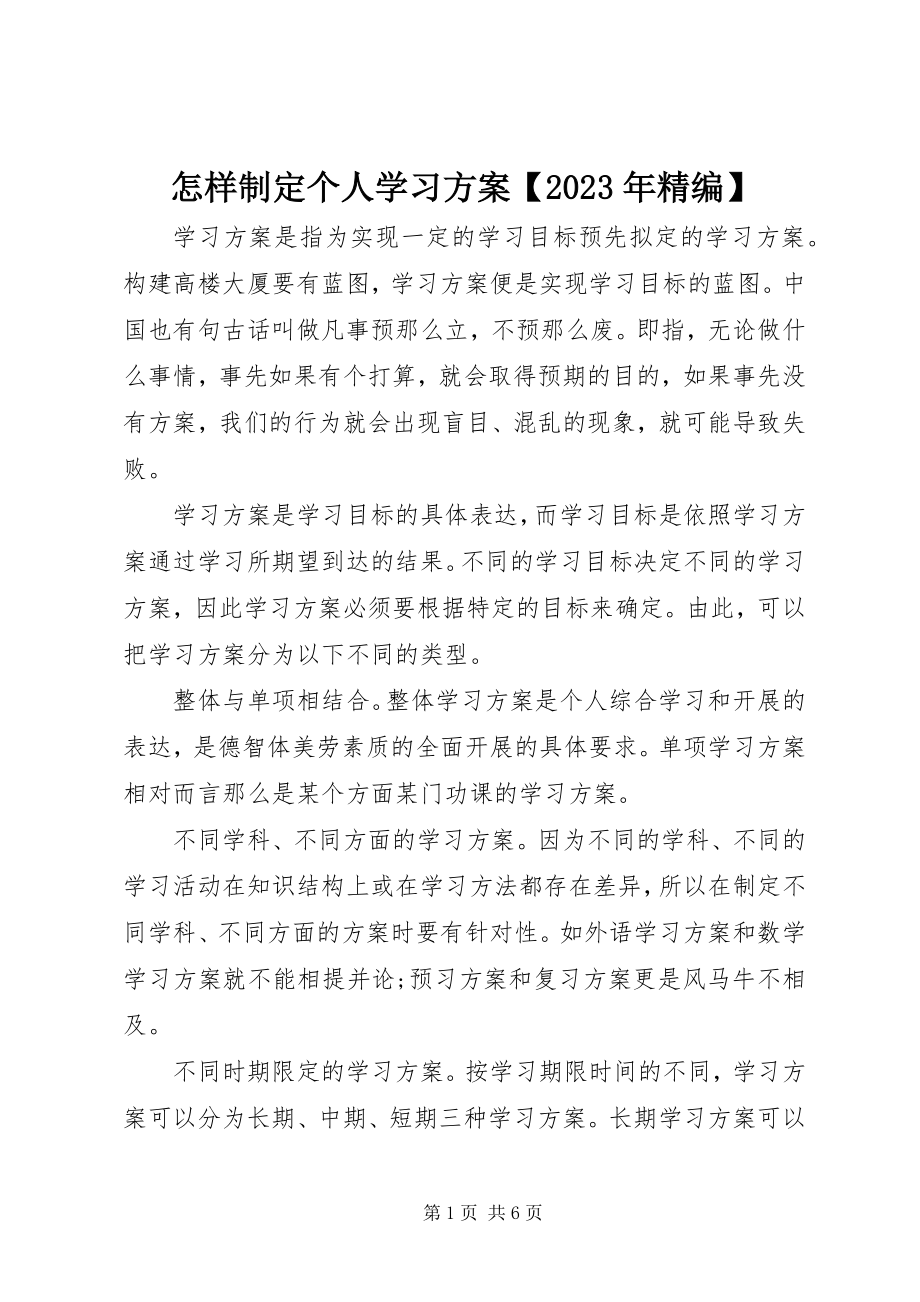 2023年怎样制定个人学习计划精编.docx_第1页