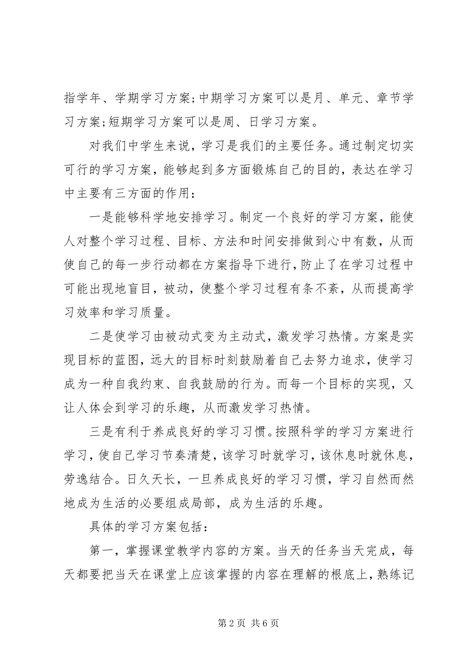 2023年怎样制定个人学习计划精编.docx_第2页