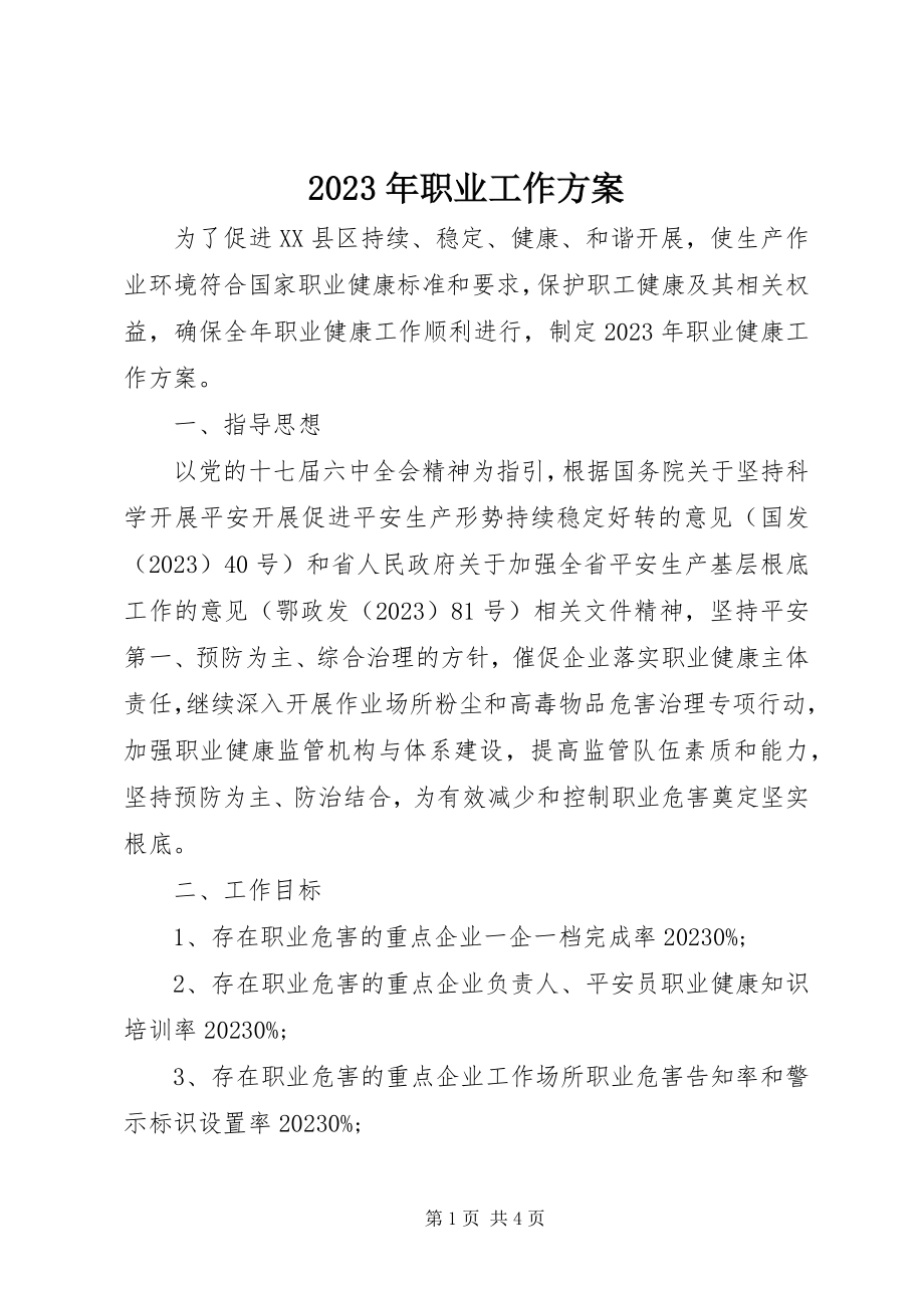 2023年职业工作计划.docx_第1页