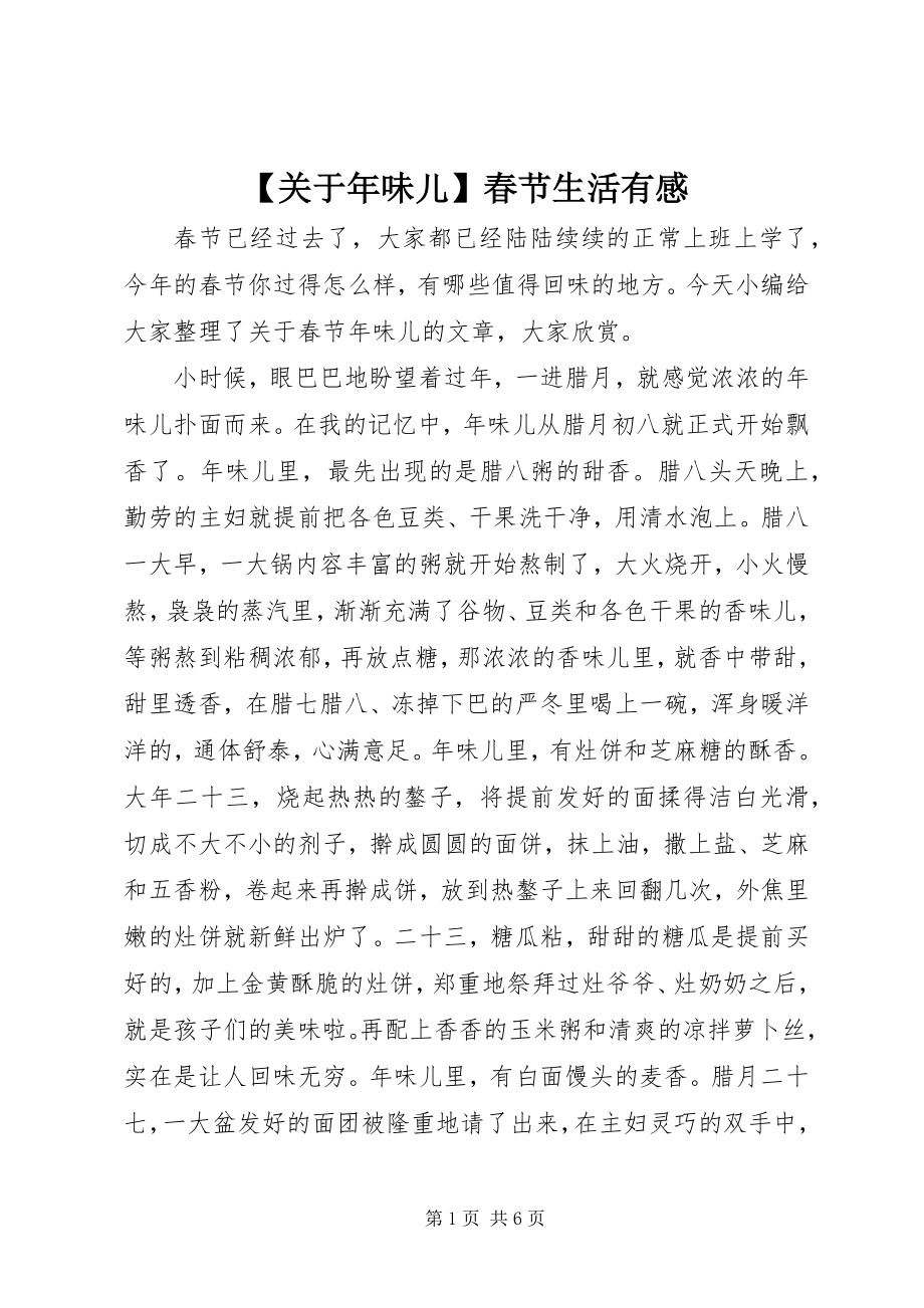 2023年关于年味儿春节生活有感新编.docx_第1页